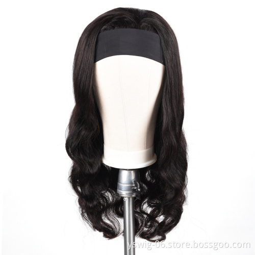 YS Hot selling Body Wave Virgin Brazilian Human Hair Wigs Glueless Headband Wig Machine Made Wig for Black Women Perruqe